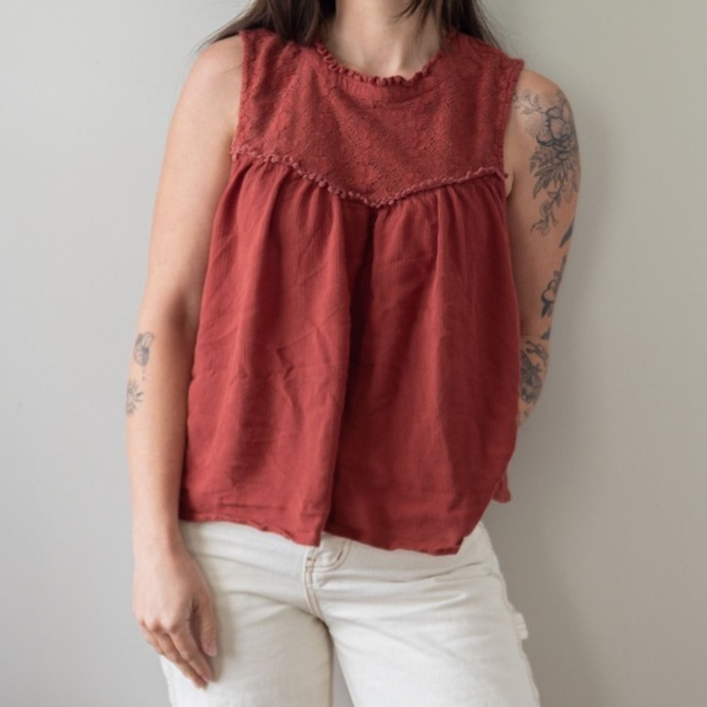 Boho Cottage Earthy American Eagle‎ Peasant Tank Blouse